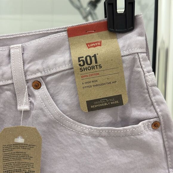 Levi's 501 Original Fit High Rise Lavender Fray Hem Button Closure NWT Size 29" - Picture 5 of 10
